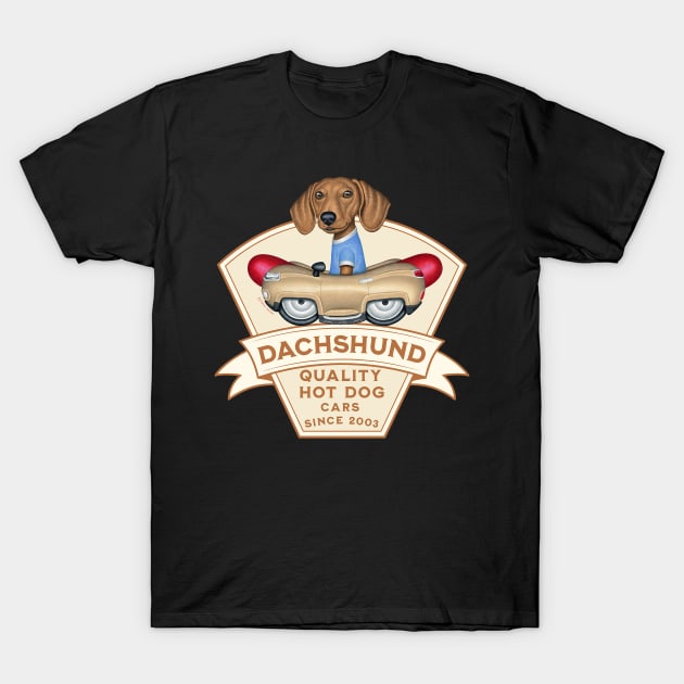 Dachshund Quality Hot Dog Cars T-Shirt by Danny Gordon Art